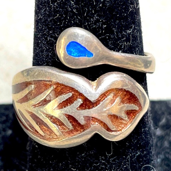 Jewelry | Italian Sterling Enamel Size 8 Bypass Ring Signed Ar 73 Grams ...